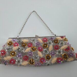 Vintage Floral Beaded Bag